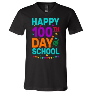 Happy 100th Day Of School For Teacher Or Child V-Neck T-Shirt