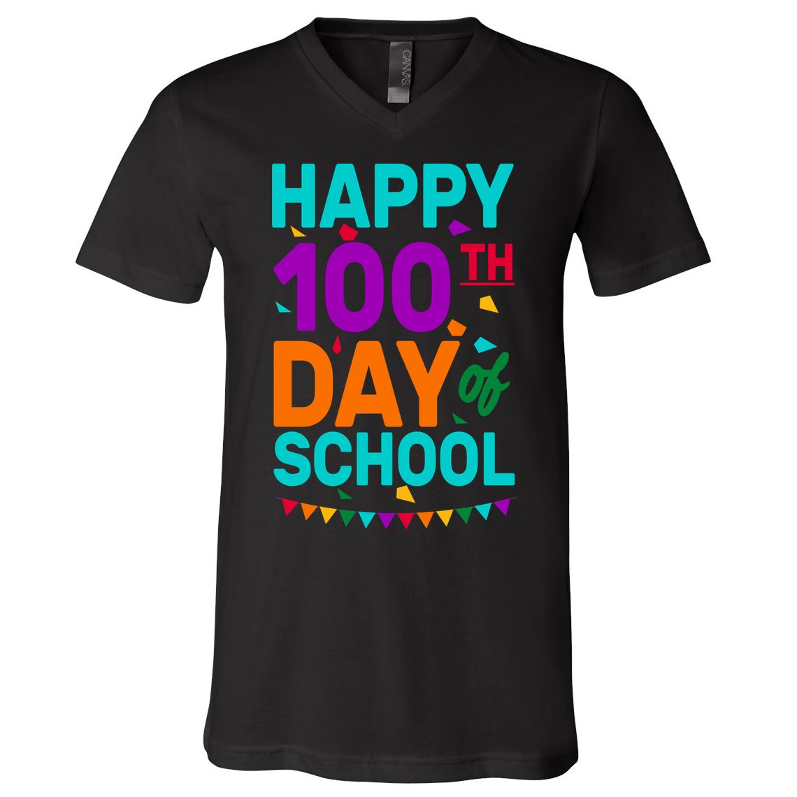 Happy 100th Day Of School For Teacher Or Child V-Neck T-Shirt