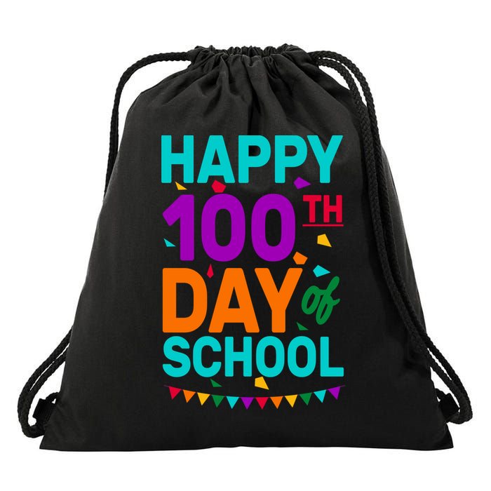 Happy 100th Day Of School For Teacher Or Child Drawstring Bag