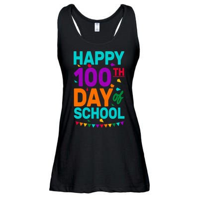 Happy 100th Day Of School For Teacher Or Child Ladies Essential Flowy Tank