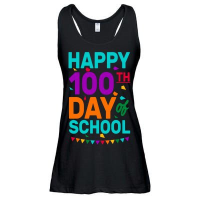 Happy 100th Day Of School For Teacher Or Child Ladies Essential Flowy Tank