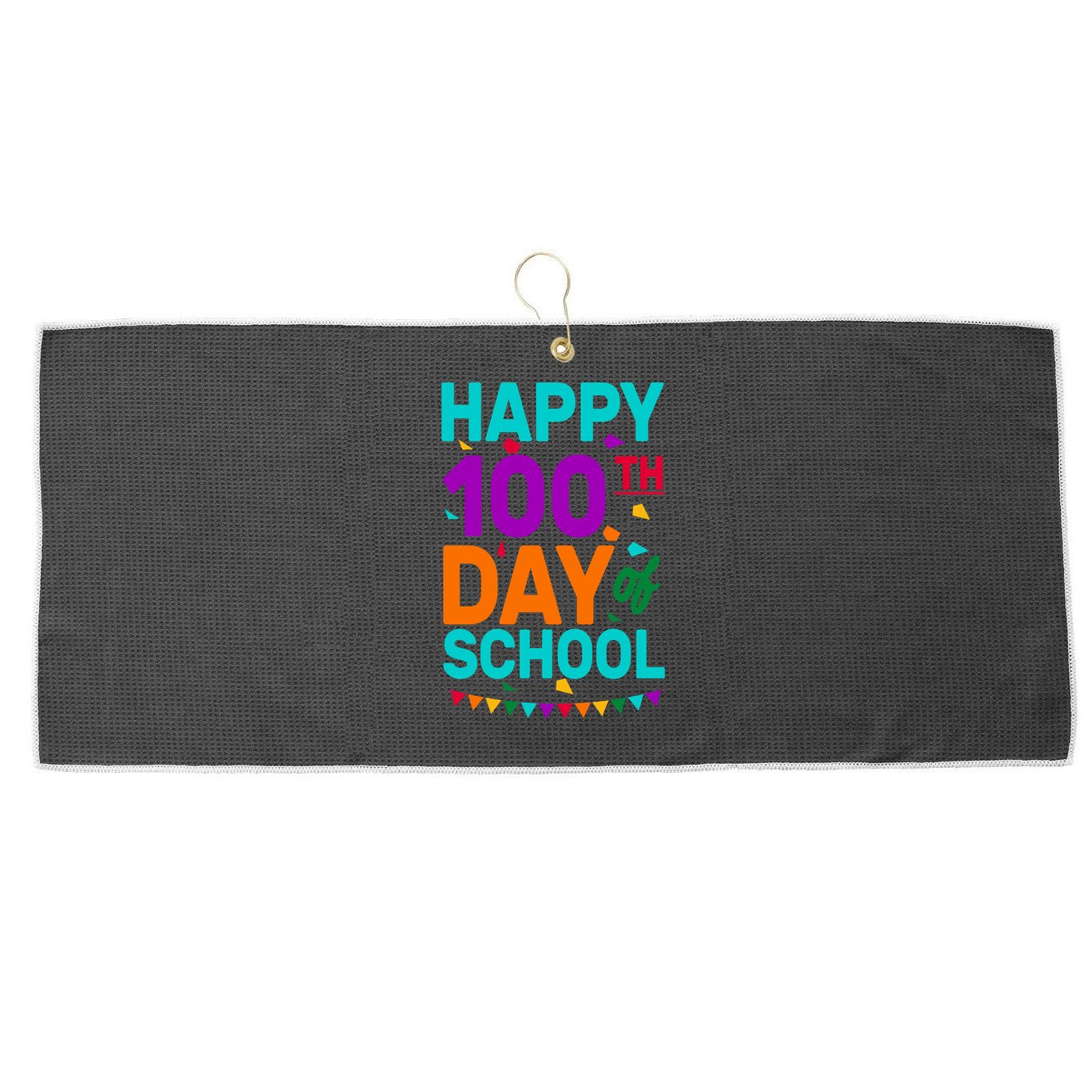 Happy 100th Day Of School For Teacher Or Child Large Microfiber Waffle Golf Towel