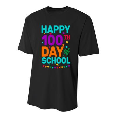 Happy 100th Day Of School For Teacher Or Child Youth Performance Sprint T-Shirt