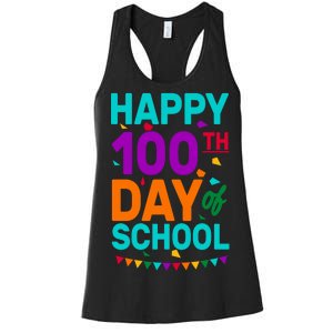 Happy 100th Day Of School For Teacher Or Child Women's Racerback Tank