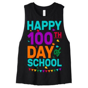 Happy 100th Day Of School For Teacher Or Child Women's Racerback Cropped Tank