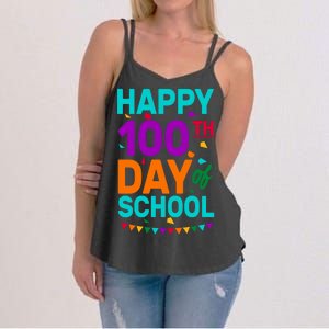 Happy 100th Day Of School For Teacher Or Child Women's Strappy Tank