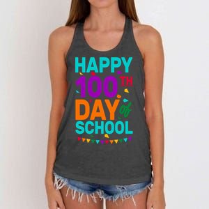 Happy 100th Day Of School For Teacher Or Child Women's Knotted Racerback Tank