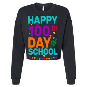 Happy 100th Day Of School For Teacher Or Child Cropped Pullover Crew