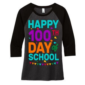 Happy 100th Day Of School For Teacher Or Child Women's Tri-Blend 3/4-Sleeve Raglan Shirt