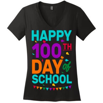 Happy 100th Day Of School For Teacher Or Child Women's V-Neck T-Shirt