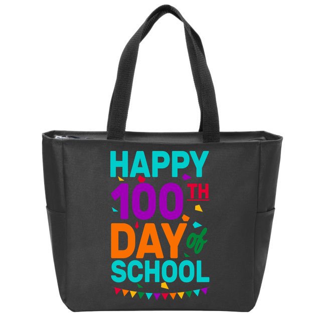 Happy 100th Day Of School For Teacher Or Child Zip Tote Bag