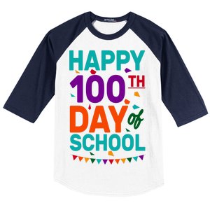 Happy 100th Day Of School For Teacher Or Child Baseball Sleeve Shirt