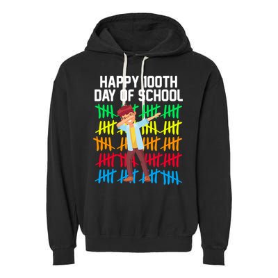Happy 100th Day Of School Tally Marks Garment-Dyed Fleece Hoodie