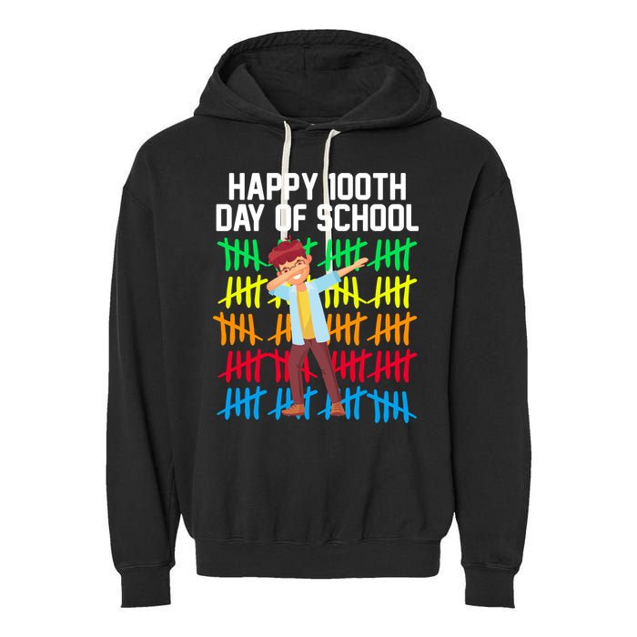 Happy 100th Day Of School Tally Marks Garment-Dyed Fleece Hoodie