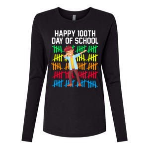 Happy 100th Day Of School Tally Marks Womens Cotton Relaxed Long Sleeve T-Shirt