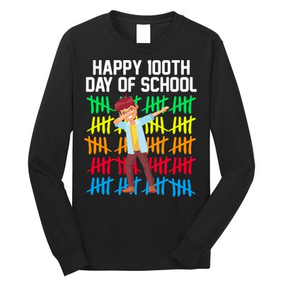 Happy 100th Day Of School Tally Marks Long Sleeve Shirt