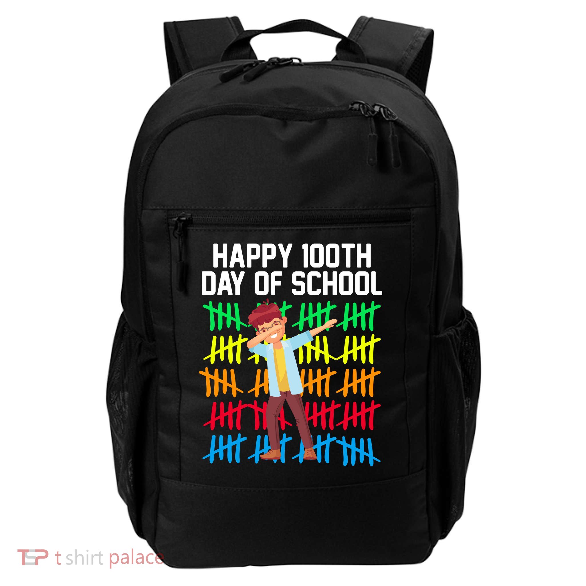 Happy 100th Day Of School Tally Marks Daily Commute Backpack