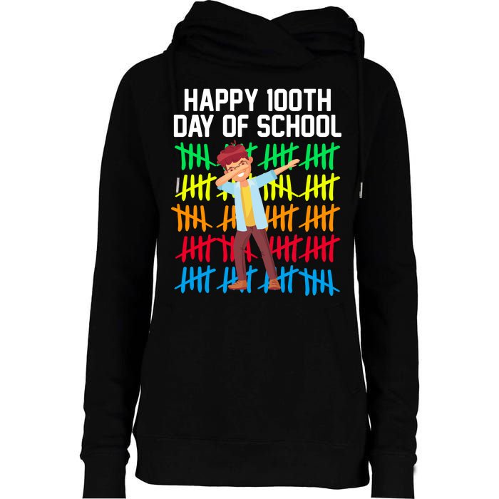 Happy 100th Day Of School Tally Marks Womens Funnel Neck Pullover Hood