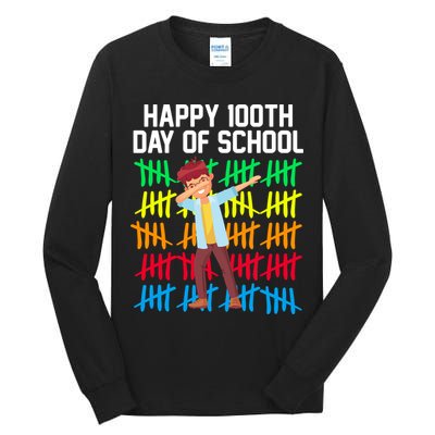 Happy 100th Day Of School Tally Marks Tall Long Sleeve T-Shirt