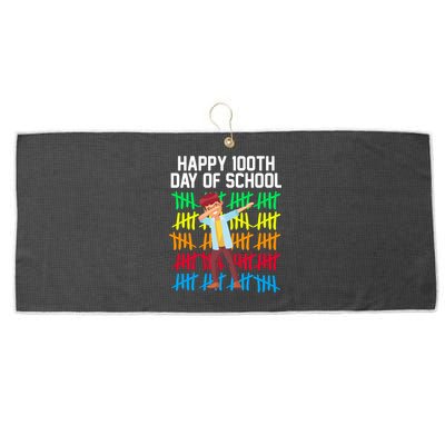 Happy 100th Day Of School Tally Marks Large Microfiber Waffle Golf Towel