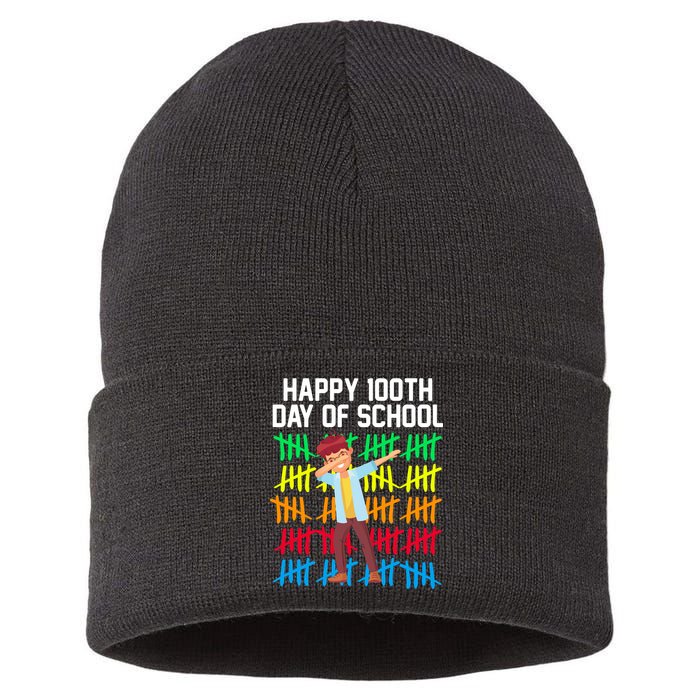 Happy 100th Day Of School Tally Marks Sustainable Knit Beanie