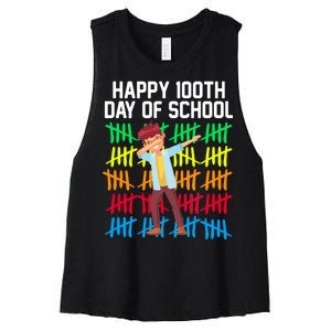 Happy 100th Day Of School Tally Marks Women's Racerback Cropped Tank