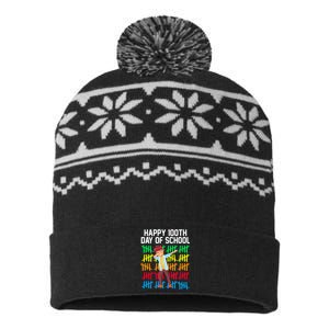 Happy 100th Day Of School Tally Marks USA-Made Snowflake Beanie