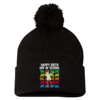 Happy 100th Day Of School Tally Marks Pom Pom 12in Knit Beanie