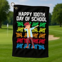 Happy 100th Day Of School Tally Marks Golf Towel