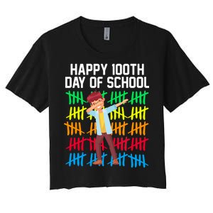 Happy 100th Day Of School Tally Marks Women's Crop Top Tee