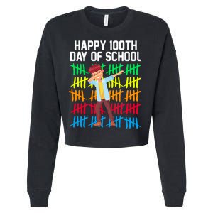 Happy 100th Day Of School Tally Marks Cropped Pullover Crew