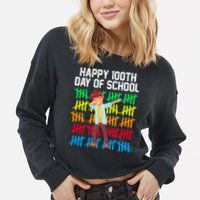 Happy 100th Day Of School Tally Marks Cropped Pullover Crew
