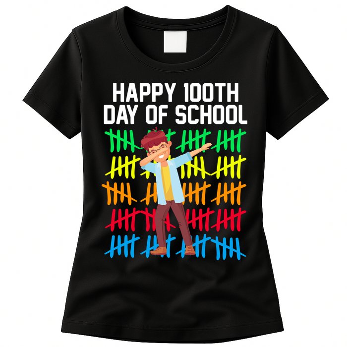 Happy 100th Day Of School Tally Marks Womens T-Shirt