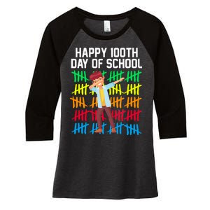 Happy 100th Day Of School Tally Marks Women's Tri-Blend 3/4-Sleeve Raglan Shirt