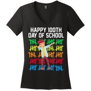 Happy 100th Day Of School Tally Marks Women's V-Neck T-Shirt