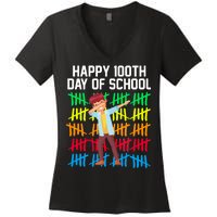 Happy 100th Day Of School Tally Marks Women's V-Neck T-Shirt