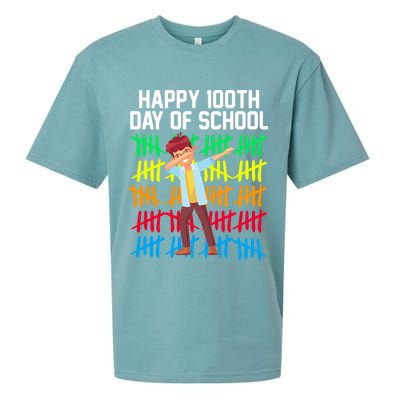Happy 100th Day Of School Tally Marks Sueded Cloud Jersey T-Shirt