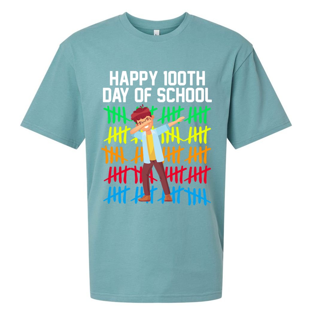 Happy 100th Day Of School Tally Marks Sueded Cloud Jersey T-Shirt