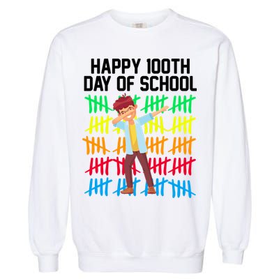 Happy 100th Day Of School Tally Marks Garment-Dyed Sweatshirt