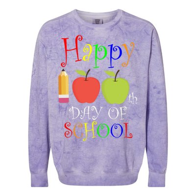 Happy 100th Day Of School Teachers Apple Colorblast Crewneck Sweatshirt