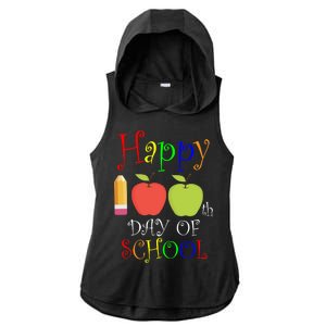 Happy 100th Day Of School Teachers Apple Ladies PosiCharge Tri-Blend Wicking Draft Hoodie Tank