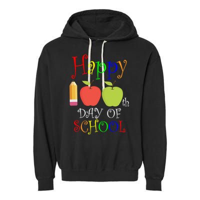 Happy 100th Day Of School Teachers Apple Garment-Dyed Fleece Hoodie
