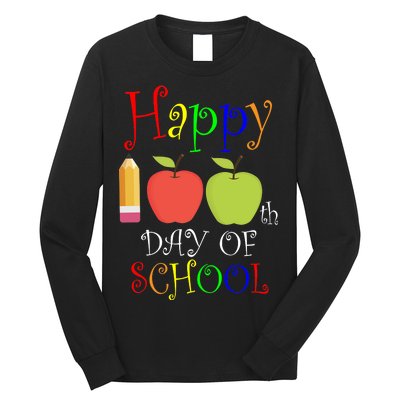 Happy 100th Day Of School Teachers Apple Long Sleeve Shirt