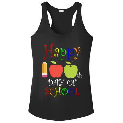 Happy 100th Day Of School Teachers Apple Ladies PosiCharge Competitor Racerback Tank