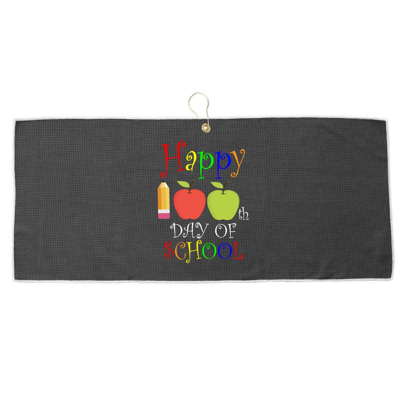 Happy 100th Day Of School Teachers Apple Large Microfiber Waffle Golf Towel