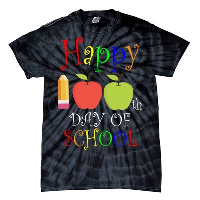 Happy 100th Day Of School Teachers Apple Tie-Dye T-Shirt