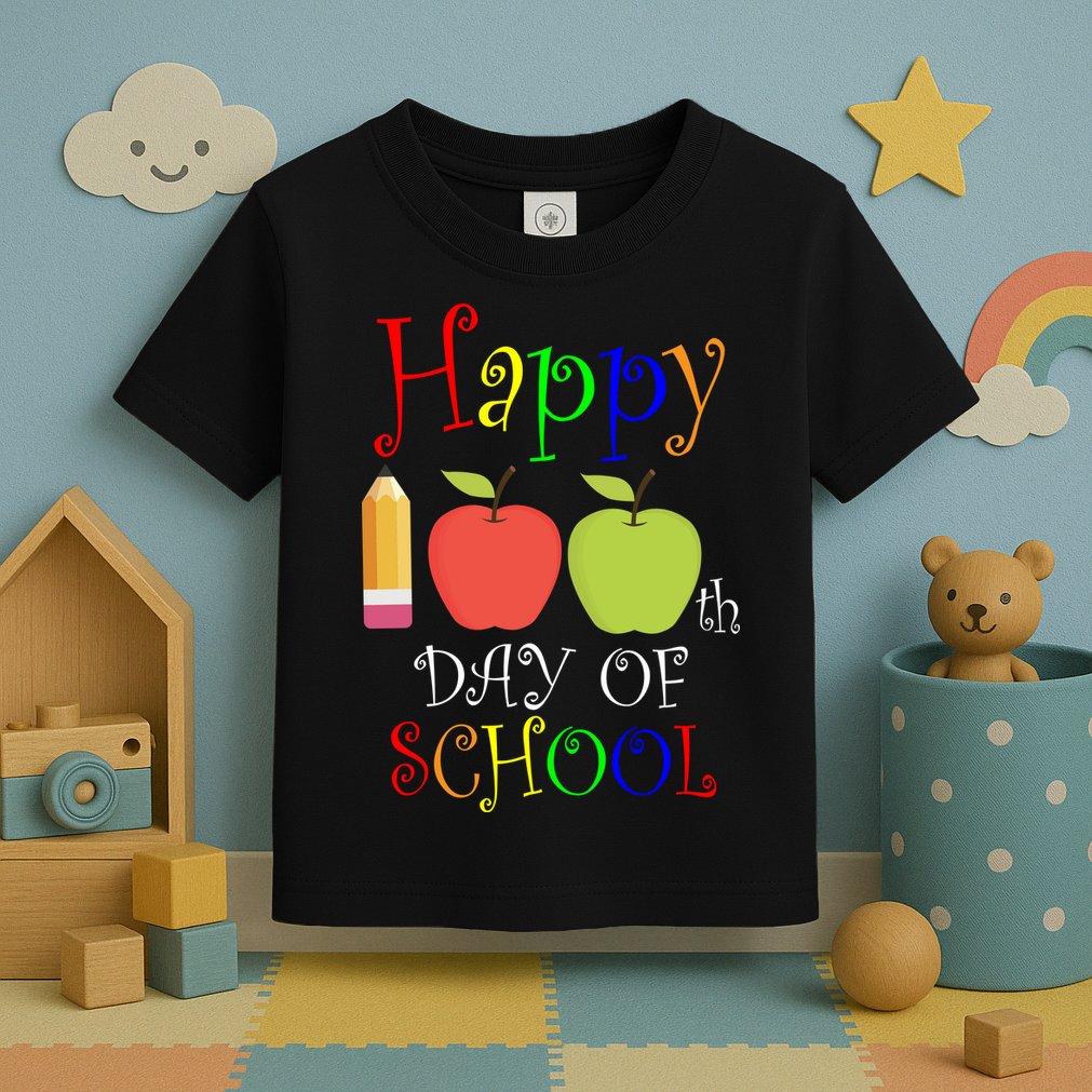 Happy 100th Day Of School Teachers Apple Toddler T-Shirt