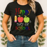 Happy 100th Day Of School Teachers Apple Womens T-Shirt