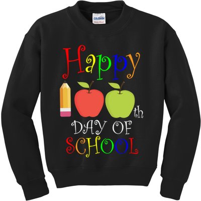 Happy 100th Day Of School Teachers Apple Kids Sweatshirt