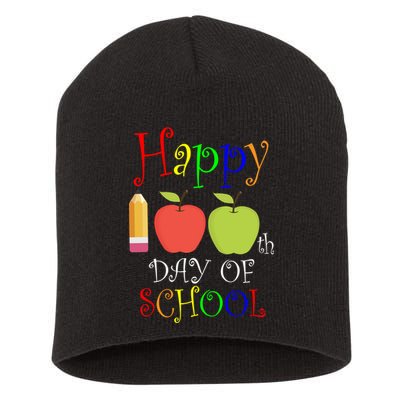 Happy 100th Day Of School Teachers Apple Short Acrylic Beanie